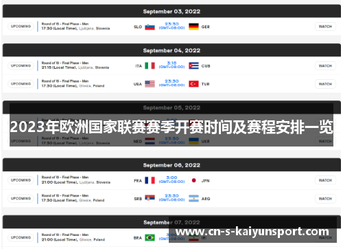 2023年欧洲国家联赛赛季开赛时间及赛程安排一览