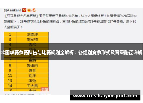 欧国联赛参赛队伍与比赛规则全解析：各组别竞争形式及晋级路径详解