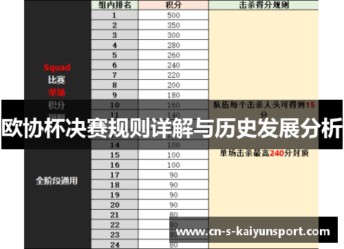 欧协杯决赛规则详解与历史发展分析